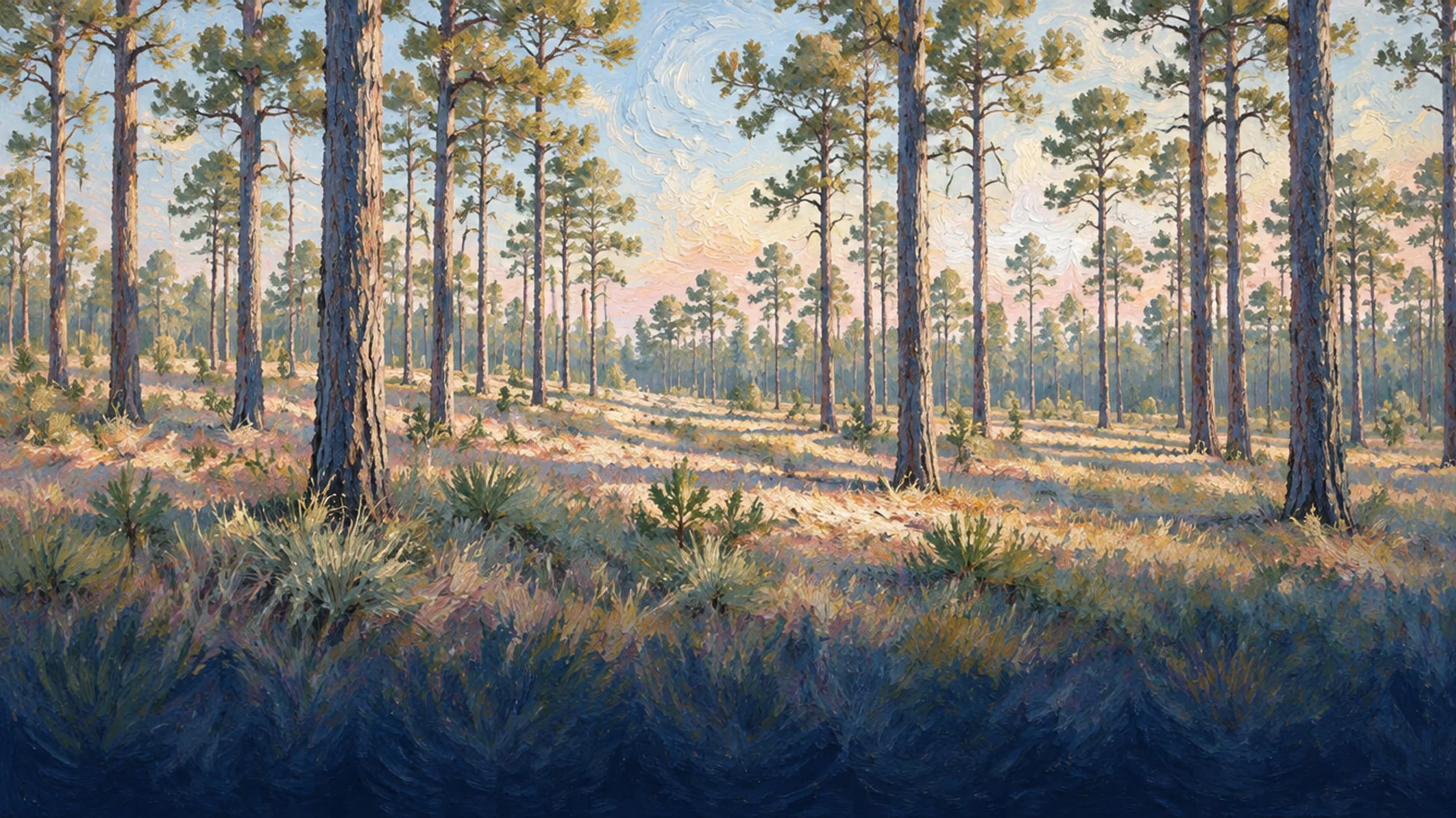 Tall longleaf pines on a sandy ridge